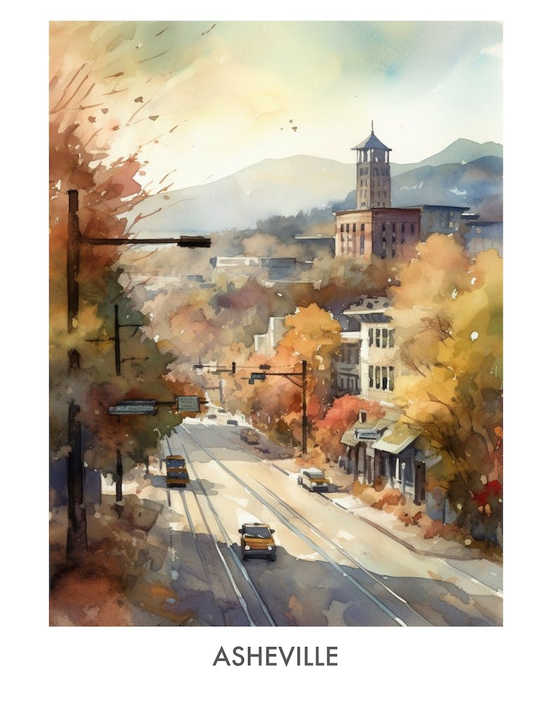 Asheville Watercolor 1 Travel Poster