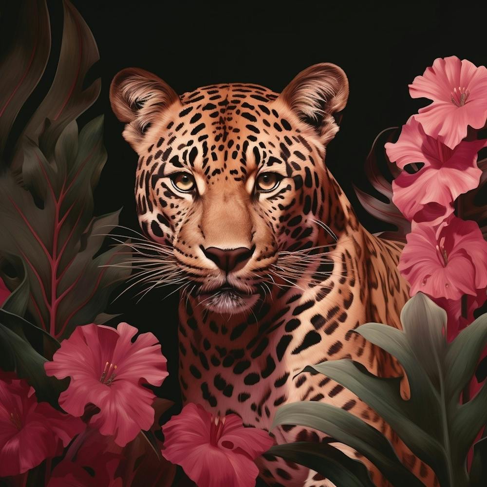 Leopard 4 Pink Jungle Animal Portrait