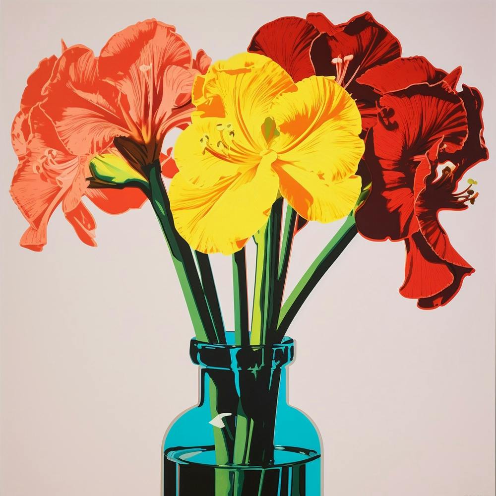 Amaryllis 2 Pop Art Illustration Square