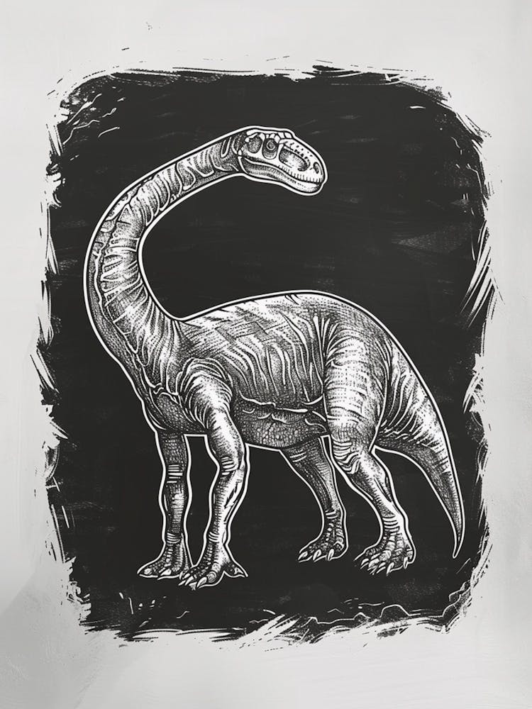 Therizinosaurus Dinosaur Black Paint Illustration