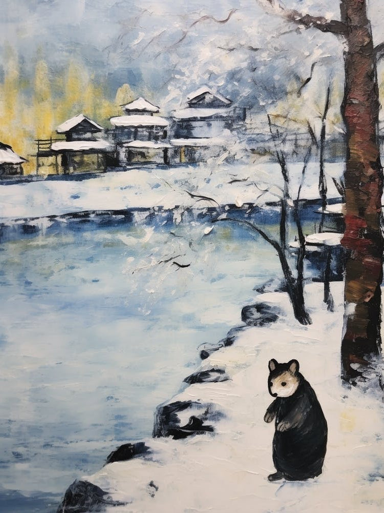 Vintage Winter Animal Painting Mouse 1