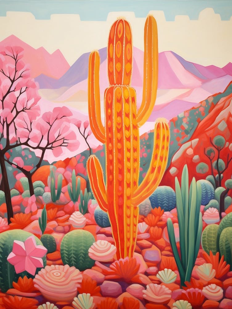 Cactus In The Desert Painting Bishops Cap Cactus 2