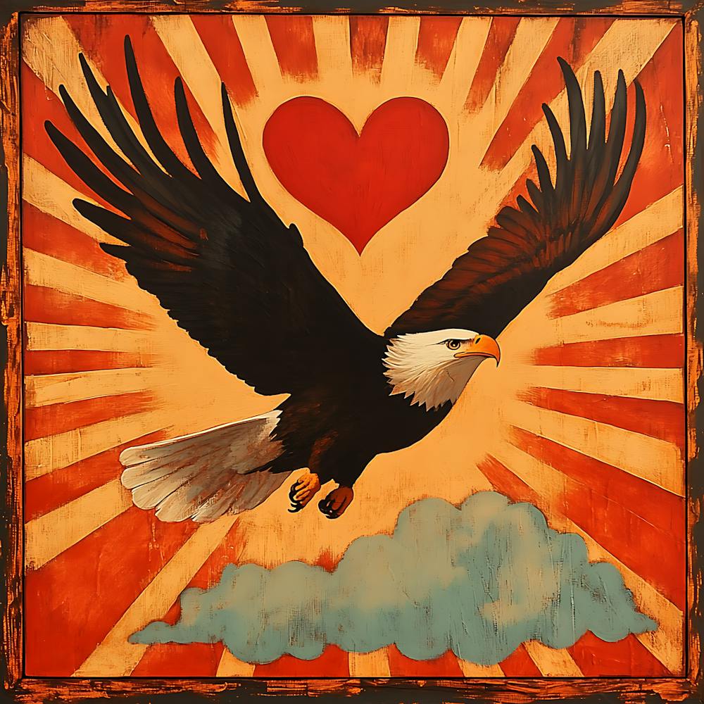 Eagle with Heart-shaped Cloud 1