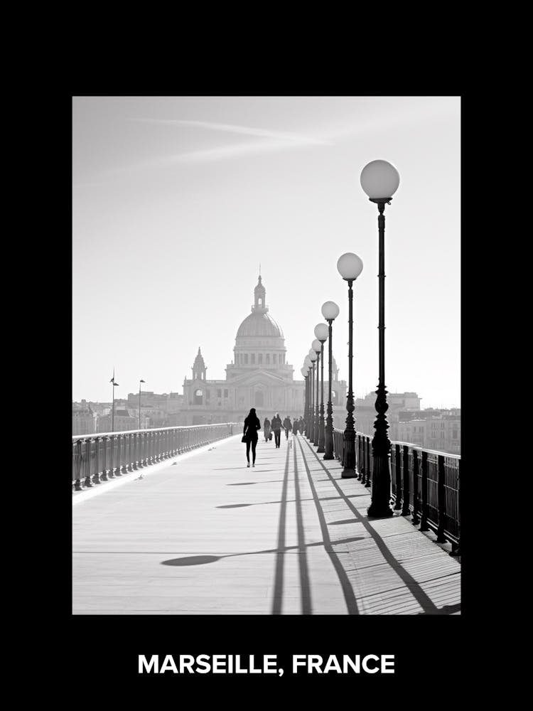 Poster Of Marseille, France, Mediterranean Black And White Photography Analogue 4