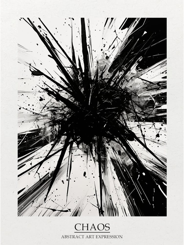 Chaos Abstract Black And White 6 Poster