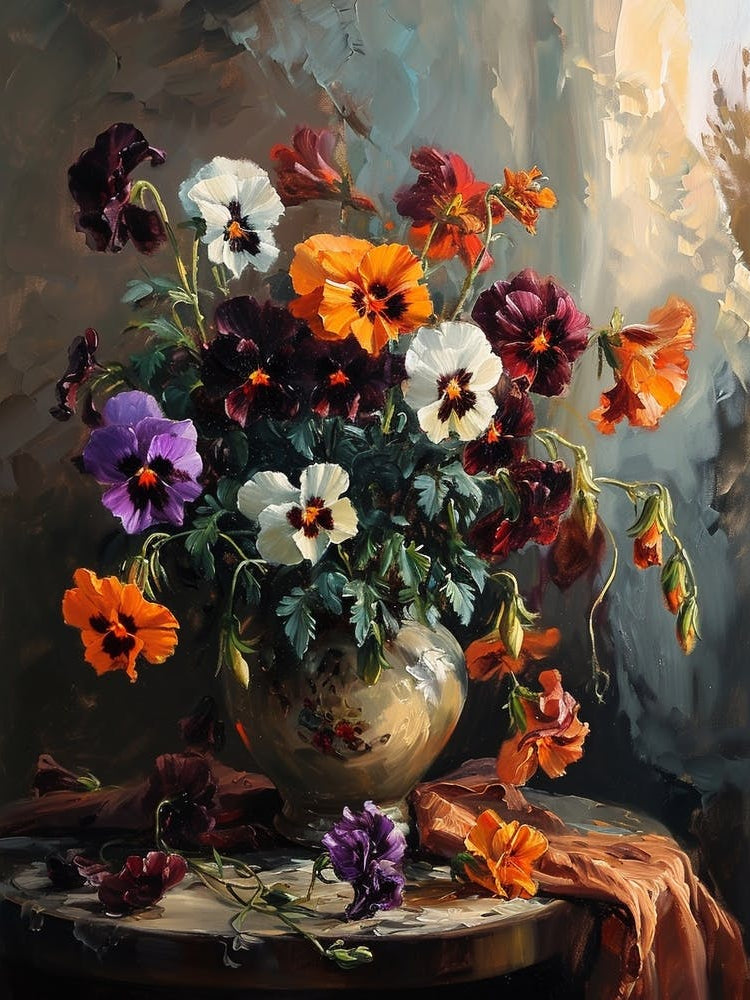 Baroque Floral Still Life Wild Pansy 1