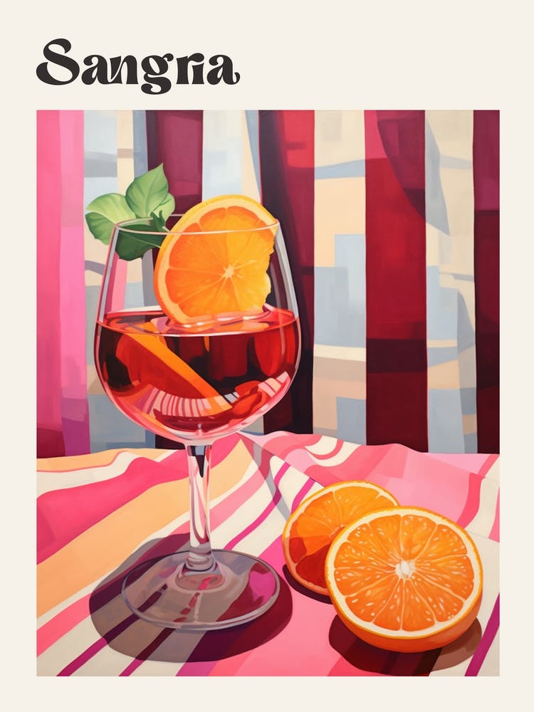 Sangria Retro Cocktail Poster