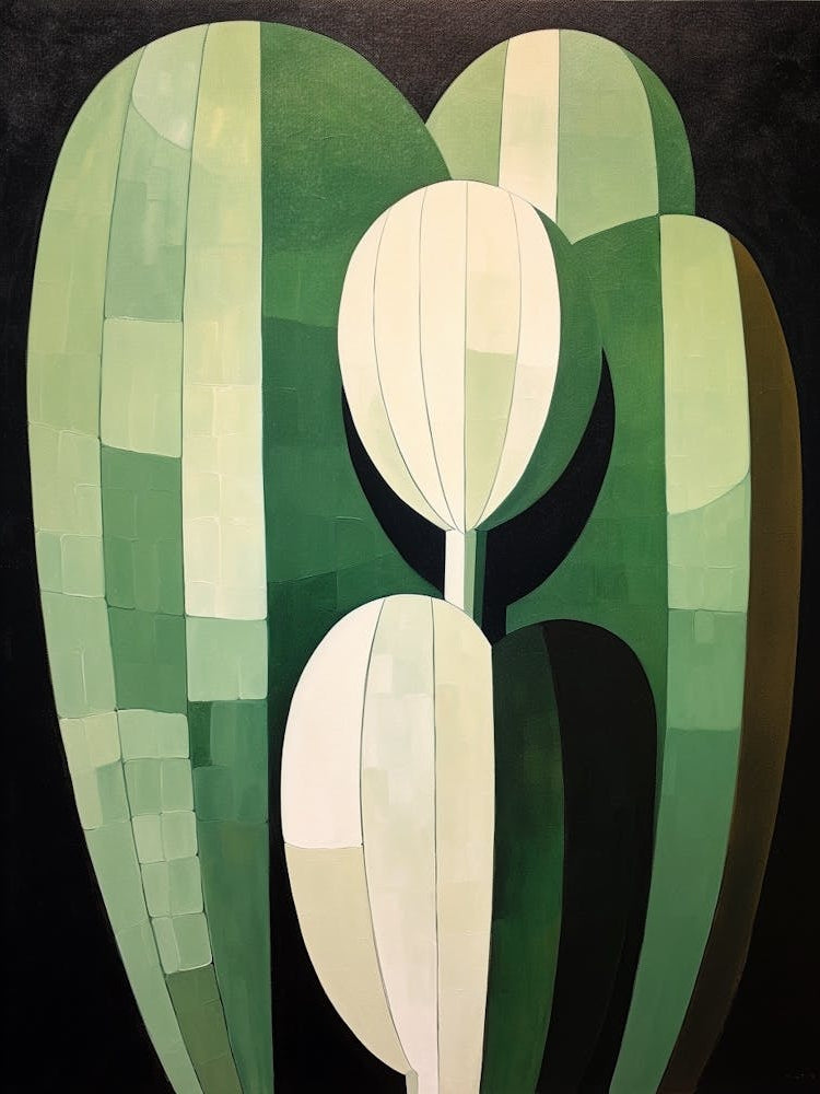 Modern Abstract Cactus Painting Carnegiea Gigantea Cactus 2