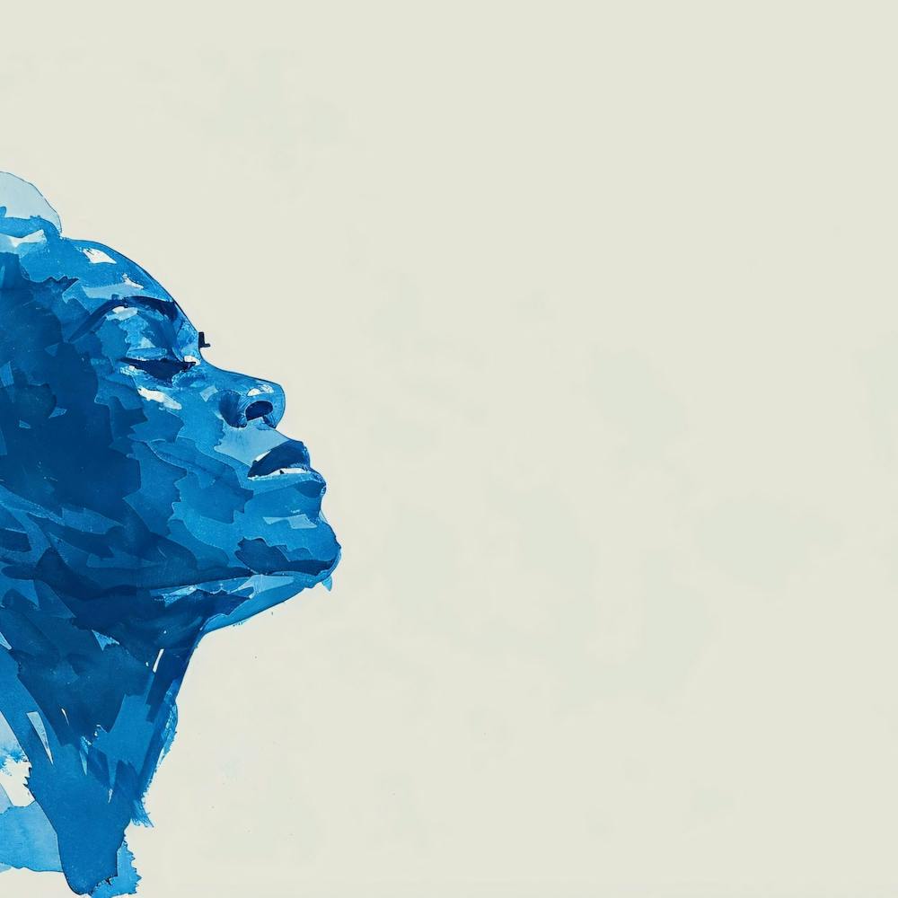Portrait Of A Woman With Blue Hair
