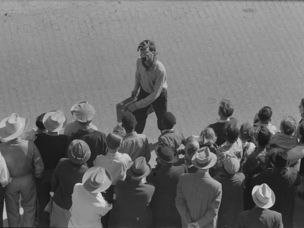 Untitled Photo, Possibly Related To Rodeo Performer Riding Brahma Bull At The Rodeo Of The San Angelo Fat Stock
