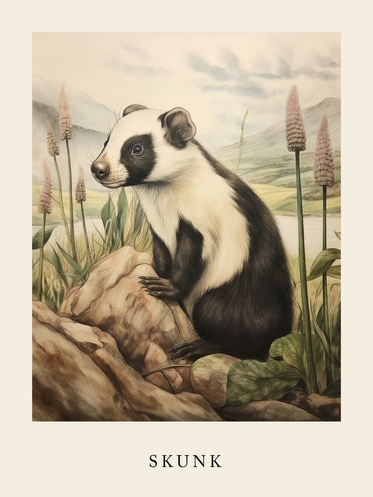 Beatrix Potter Inspired  Animal Watercolour Skunk 1