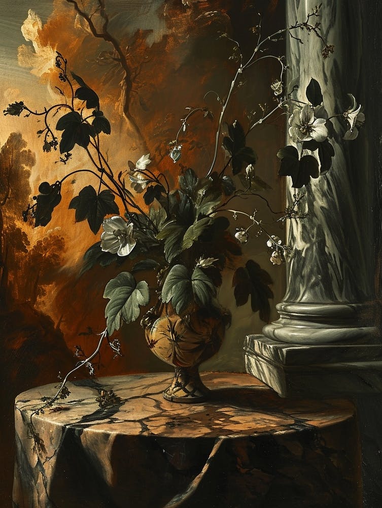 Baroque Floral Still Life Periwinkle 4