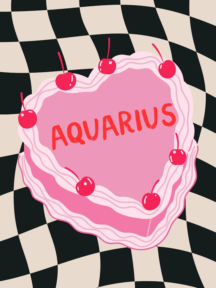 Aquarius Zodiac Heart Cake