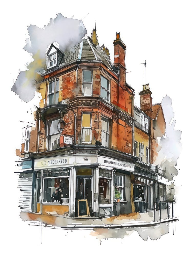 Sutton London Borough   Street Watercolour 2