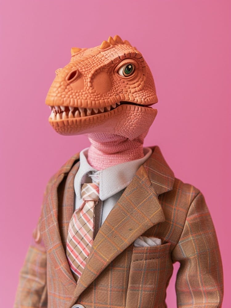 Pastel Toy Dinosaur In A Suit & Tie 1