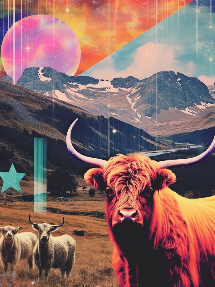 Highland Cattle Space Collage 3