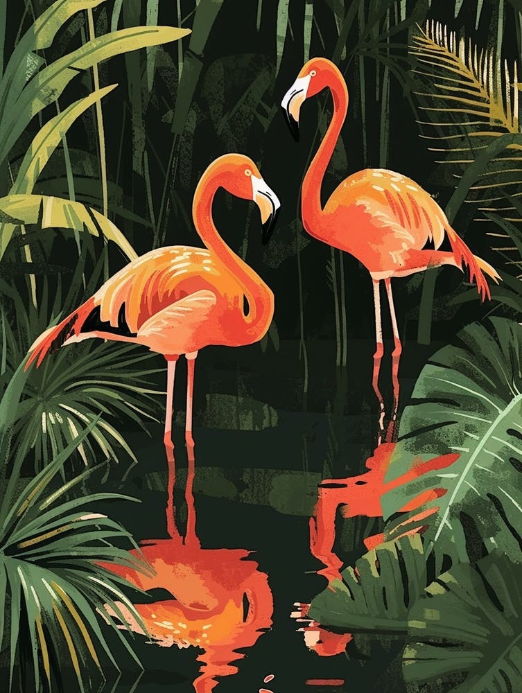 Greater Flamingo Pakistan Tropical Illustration 7