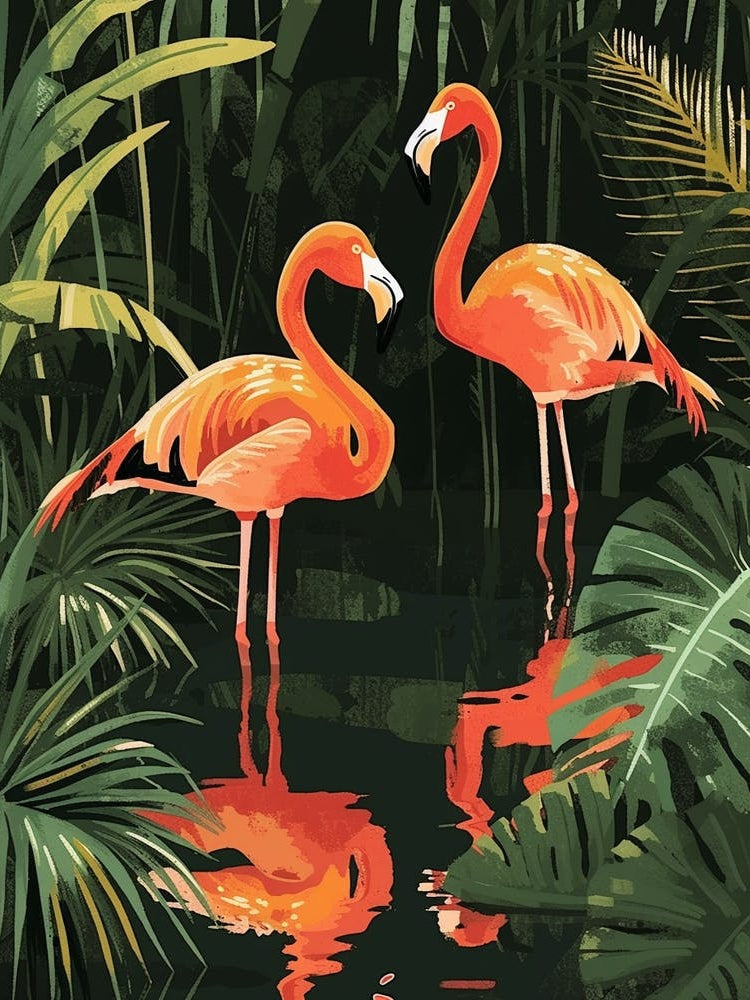 Greater Flamingo Pakistan Tropical Illustration 7
