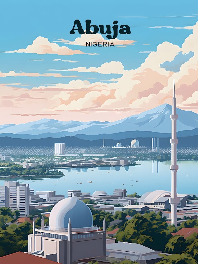 Abuja Nigeria National Building Travel Illustration