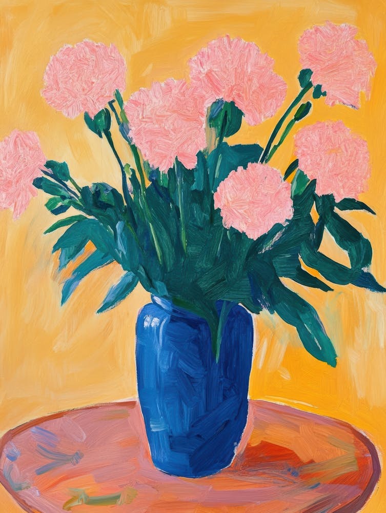 Carnations In A Blue Vase 1