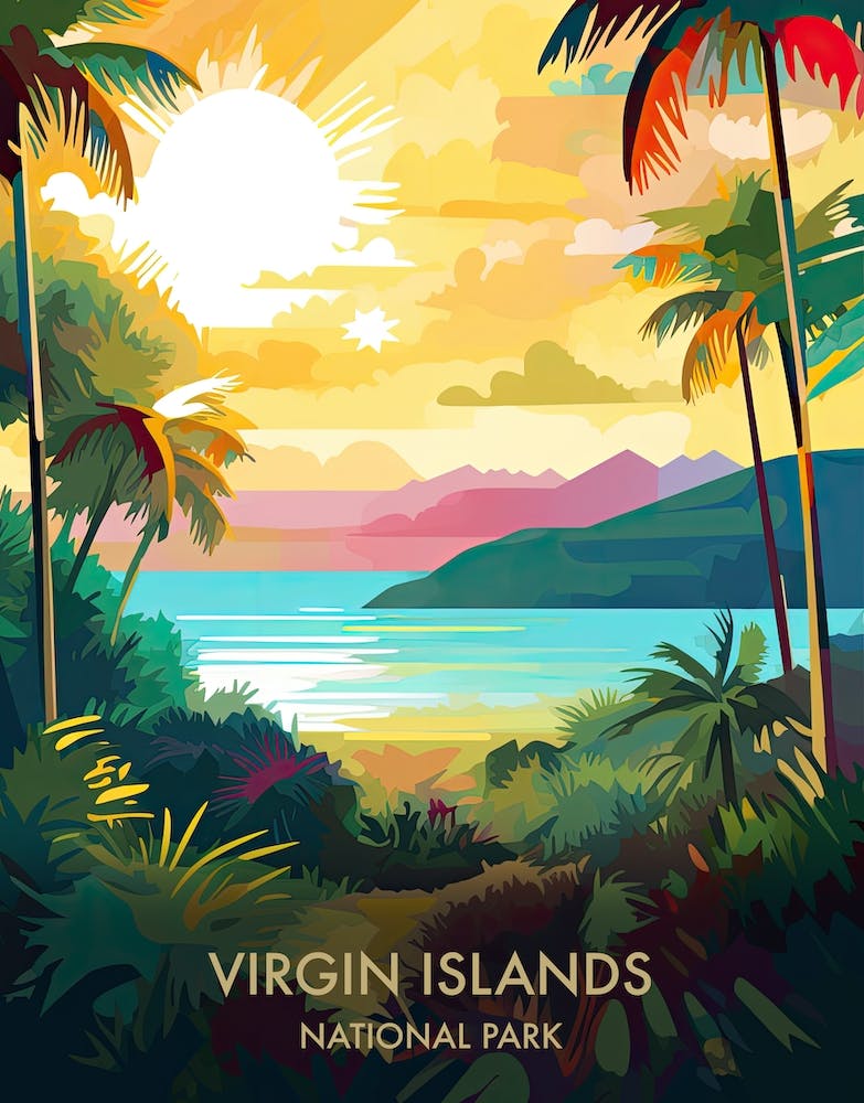 Virgin Islands National Park Travel Poster Illustration Style 3