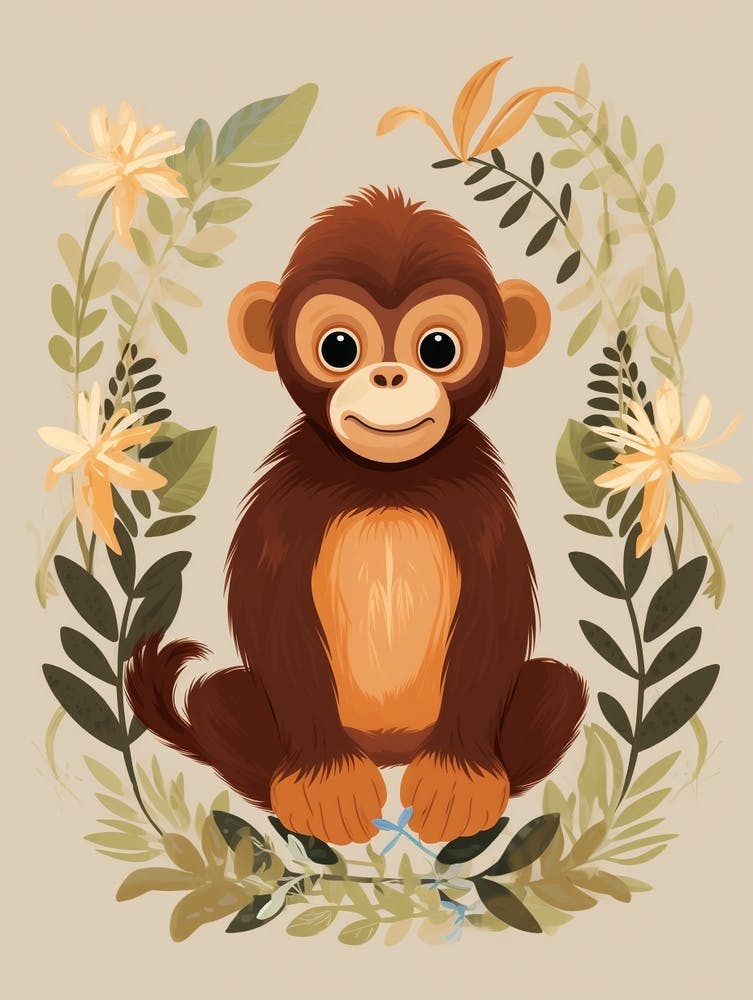 Baby Animal Illustration  Orangutan 1