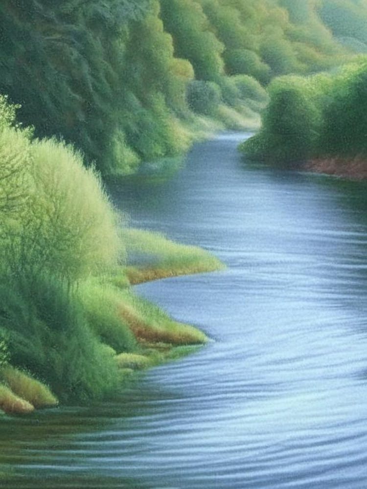 Paysages de Courant de Rivière Paysage Aquatique Crayon 2