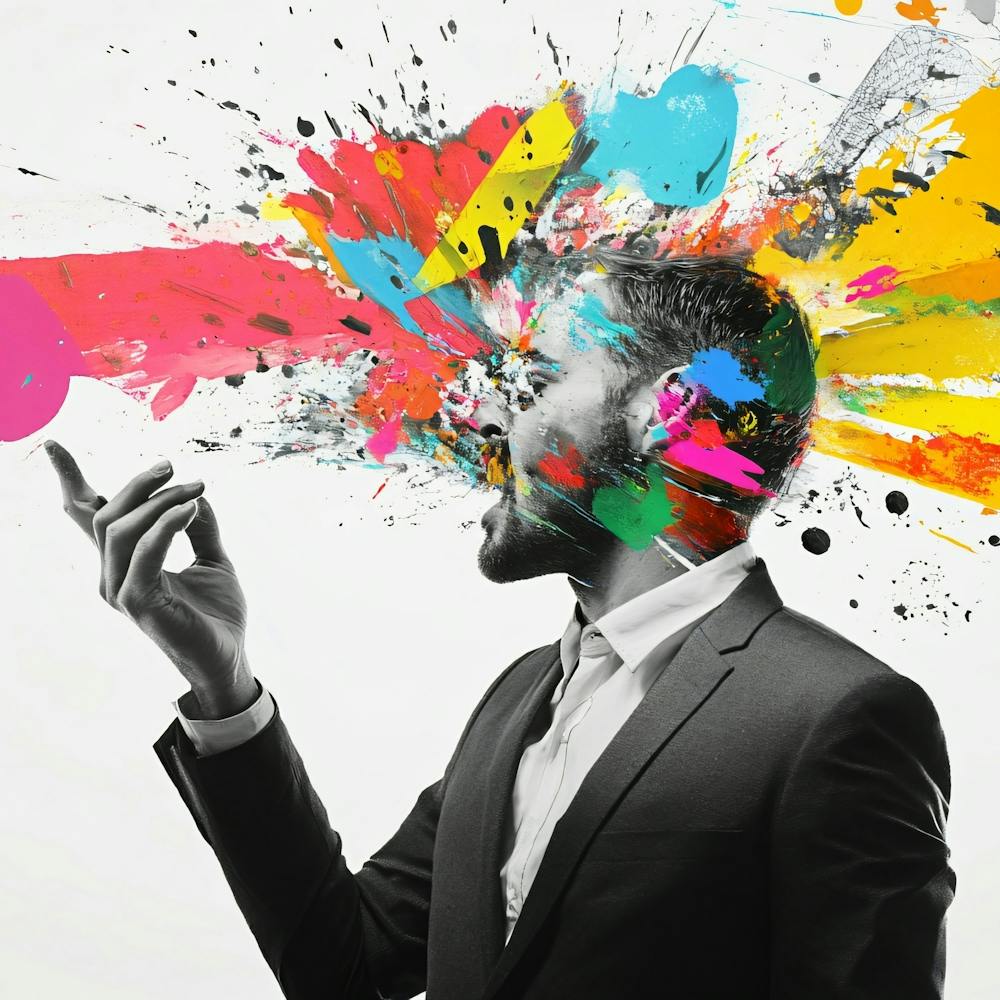 Businessman With Colorful Splatters