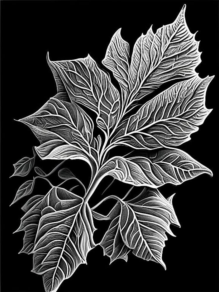 Witch Hazel Leaf Linocut 3