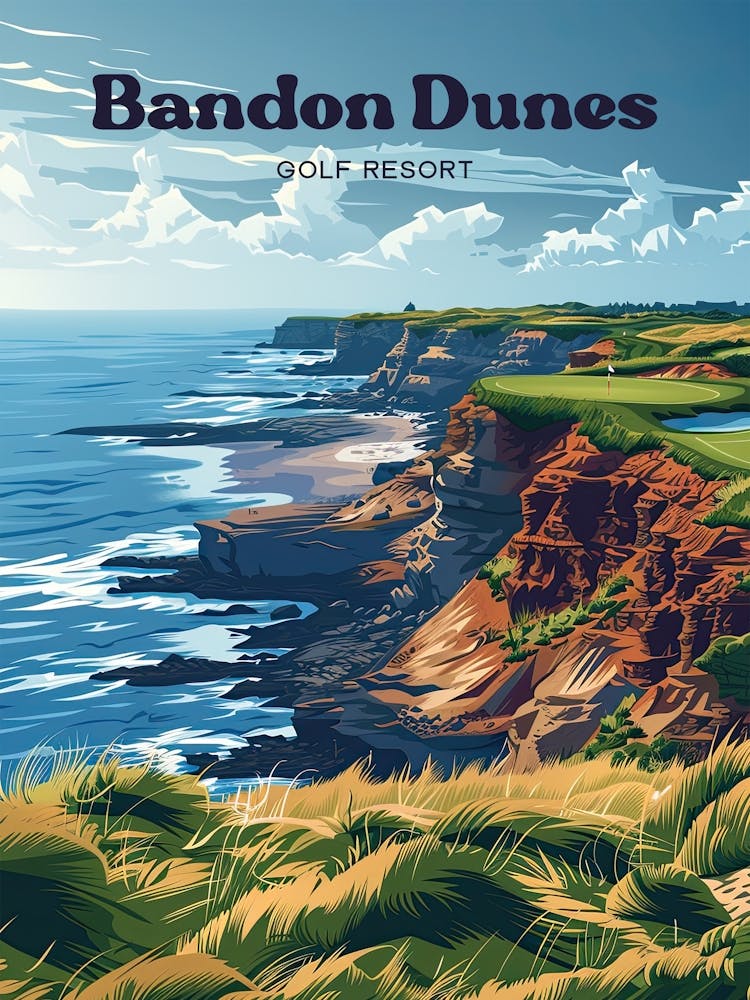 Bandon Dunes Golf Resort Oregon Digital Travel Art
