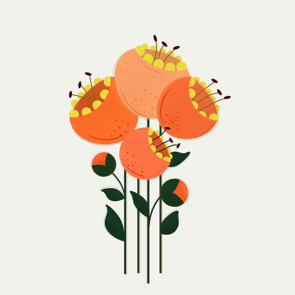 Orangene Gartenblumen Quadrat