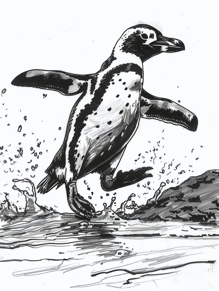 African Penguin Hauling Out Of The Water 2