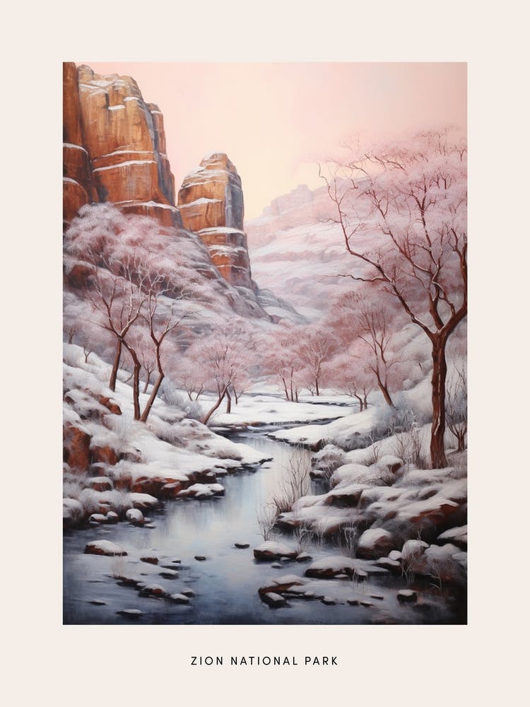 Dreamy Winter National Park Poster  Zion National Park United States 4