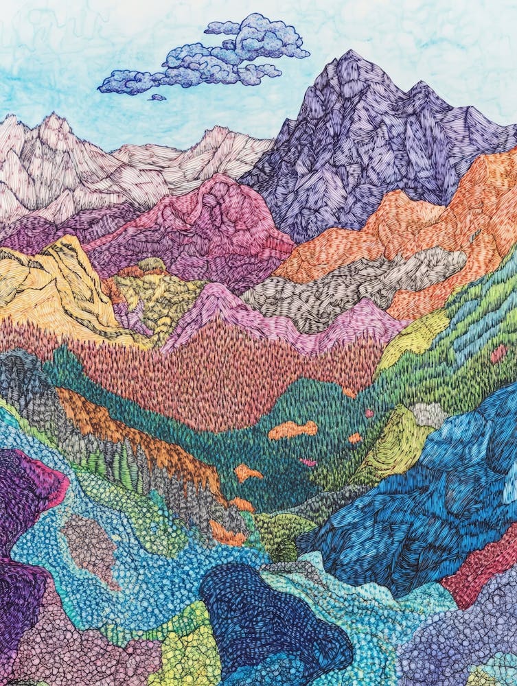 Colourful Mountain Illustration Poster 7