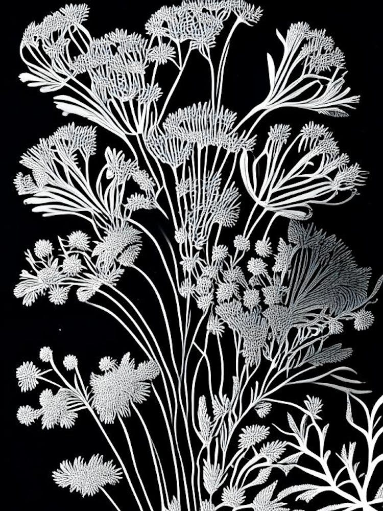Queen Anne S Lace Leaf Linocut 2