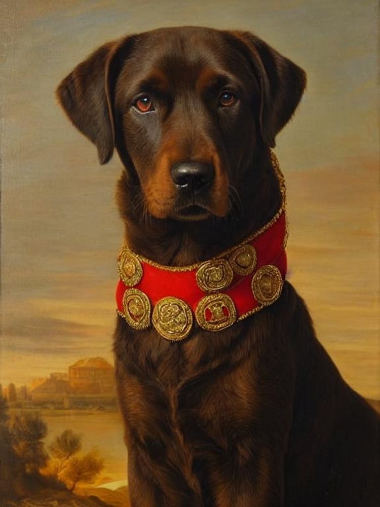 Chesapeake Bay Retriever Renaissance Portrait Oil Painting
