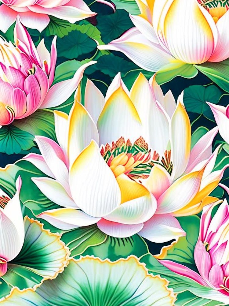 Lotus Flower Repeat Pattern Decoupage 5