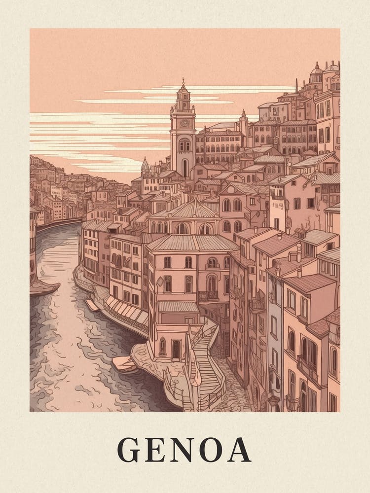 Genoa Vintage Pink Italy Poster