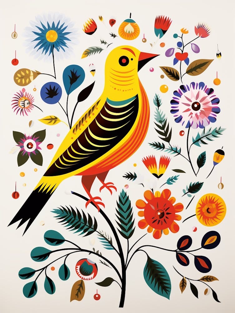 Scandinavian Bird Illustration Yellowhammer 1