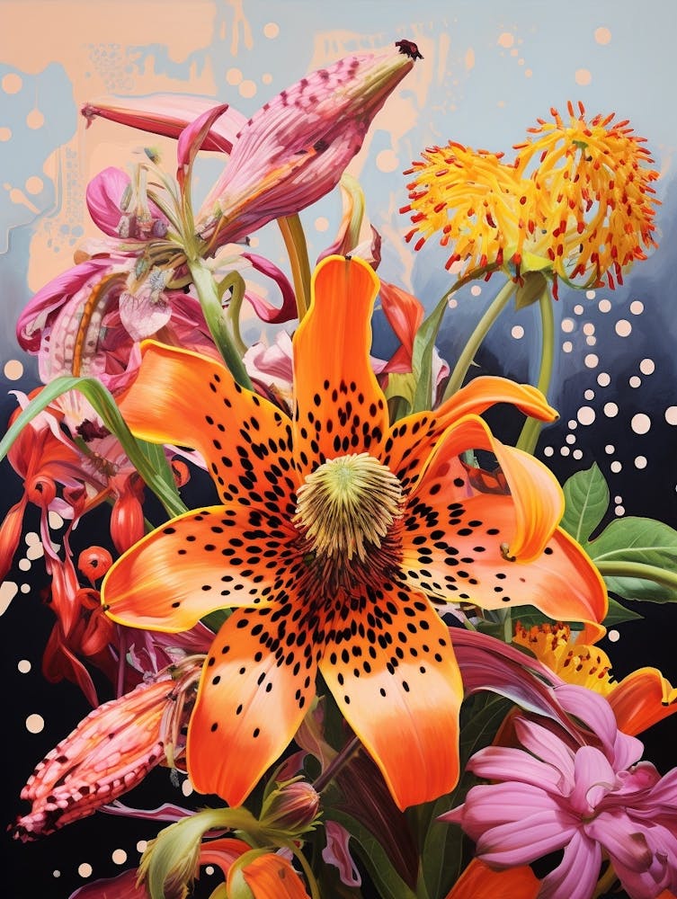 Surreal Florals Gaillardia 3 Flower Painting