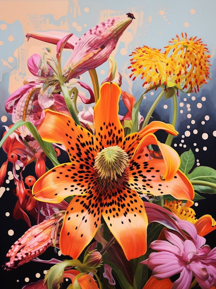 Surreal Florals Gaillardia 3 Flower Painting