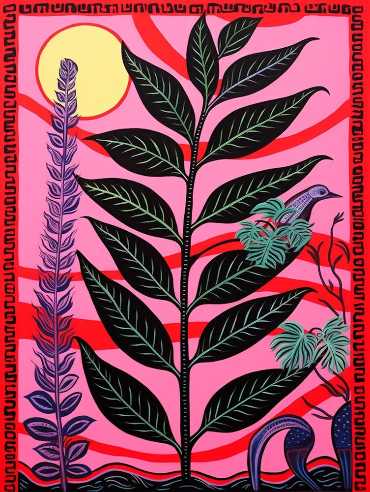 Pink And Red Plant Illustration Zz Plant Raven 2