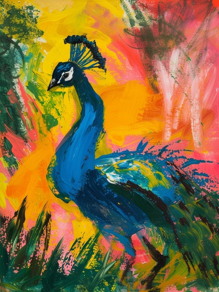 Colourful Brushstroke Peacock 7