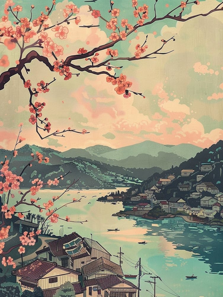 Nagasaki Japan 1 Retro Illustration