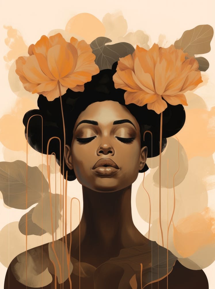 Black Woman With Flowers 2