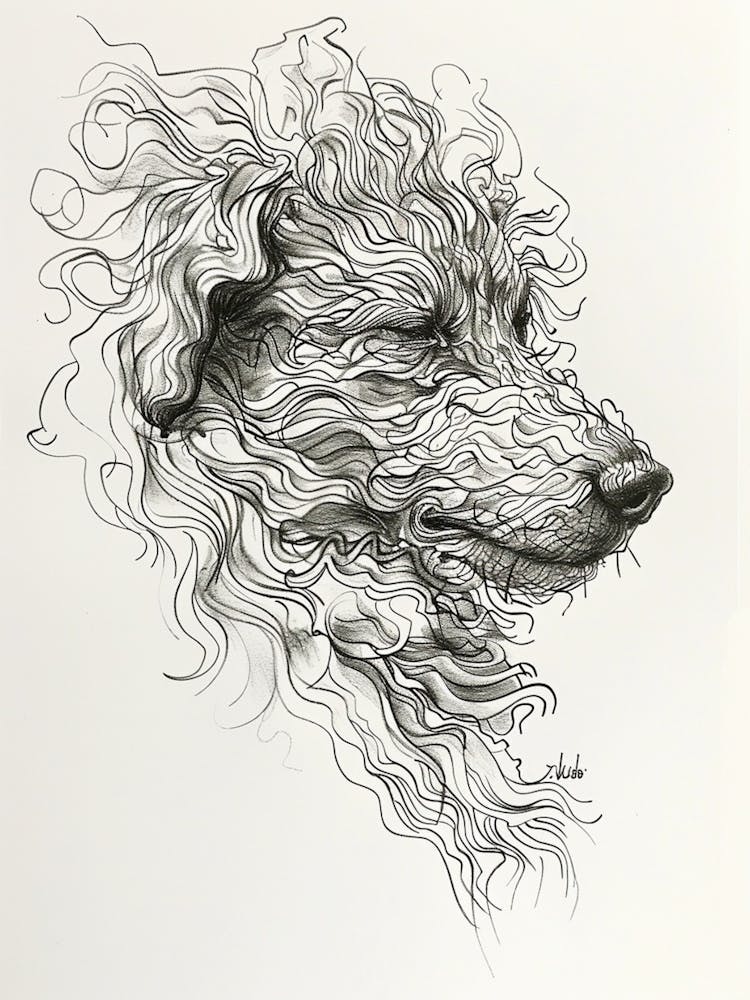Bergamasco Sheepdog Line Sketch 2