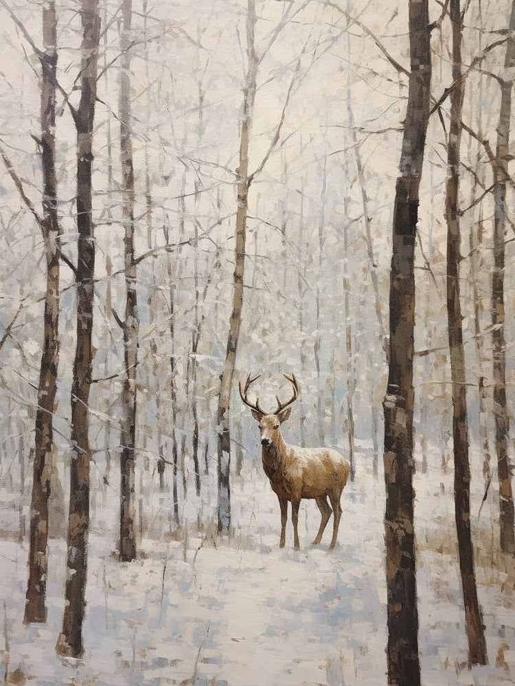 Vintage Winter Animal Painting Moose 2