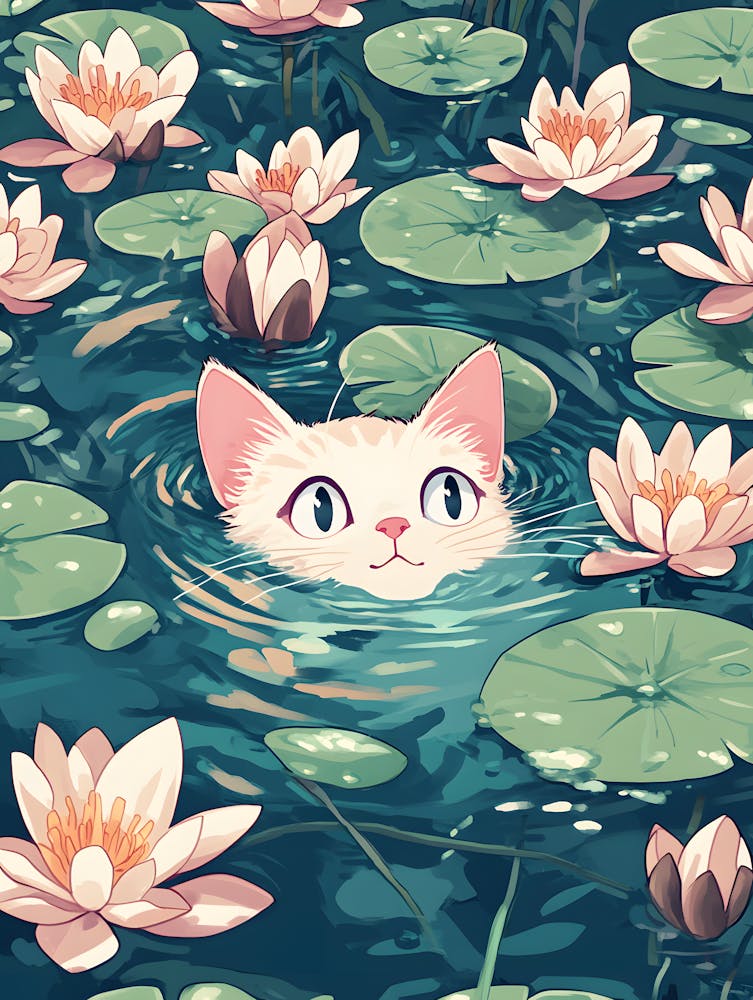 Black Cat In Water 5