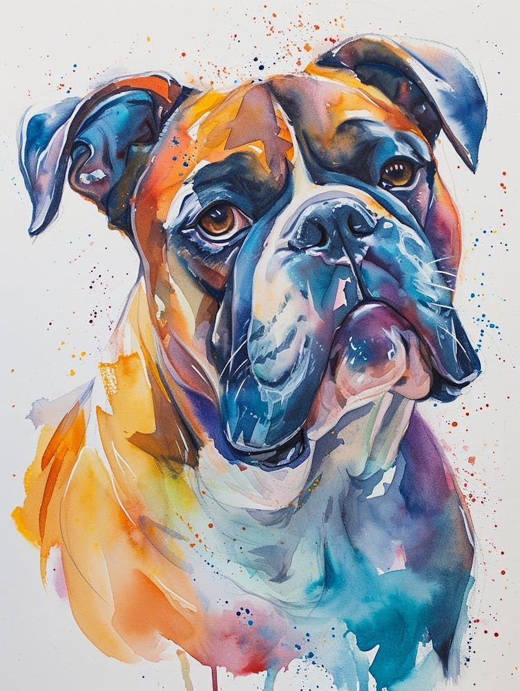Bulldog Watercolor Painting 1