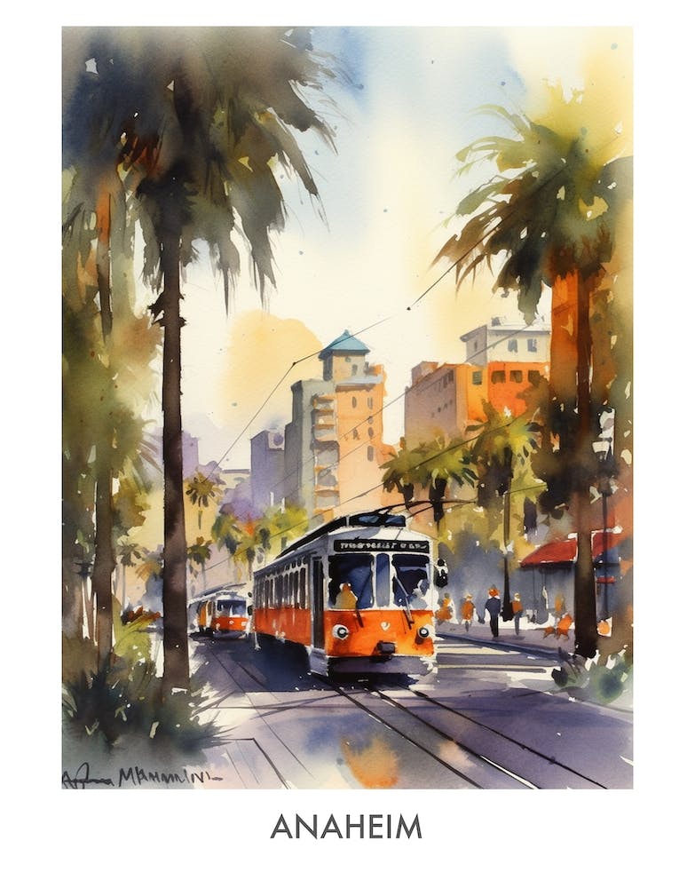 Anaheim Watercolor 3 Travel Poster